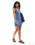 DTT denim button front mini dress in blue Голубой, 38 - фото #3