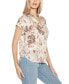 Women's Johnny Collar Brushed Floral Printed Top