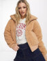 Фото #1 товара Abercrombie & Fitch sherpa mock neck jacket in beige