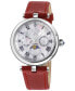 ფოტო #1 პროდუქტის Women's Florence Swiss Quartz Diamond Accents Red Handmade Italian Leather Strap Watch 36mm