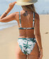 Фото #2 товара Women's Triangle Cheeky Tropical Print Shell Stitched Bikini Set