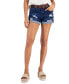 Juniors' Belted Cuffed Distressed Denim Shorts