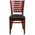 Фото #3 товара Darby Series Slat Back Mahogany Wood Restaurant Chair - Black Vinyl Seat