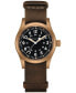 Men's Swiss Mechanical Khaki Field Brown Leather Strap Watch 38mm