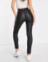 Vila coated leggings with zip back in black Черный, XS - EU 32-34 - фото #2