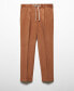 Фото #1 товара Men's Linen-Blend Slim-Fit Drawstring Pants