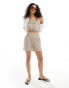 JDY jersey short co-ord in beige