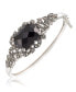 Marcasite and Faceted Onyx Square Bangle in Sterling Silver