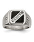 Фото #1 товара Stainless Steel Brushed and Polished with Black Enamel CZ Ring