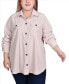 Plus Size Long Sleeve Corduroy Shirt Jacket