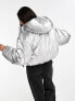 Фото #5 товара Bershka oversized puffer jacket in metallic silver