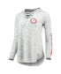 ფოტო #4 პროდუქტის Women's Gray Alabama Crimson Tide Space Dye Lace-Up V-Neck Long Sleeve T-shirt