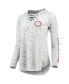 Фото #4 товара Women's Gray Alabama Crimson Tide Space Dye Lace-Up V-Neck Long Sleeve T-shirt