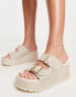 ASOS DESIGN Tennesse buckle detail wedge mules in natural