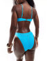 Фото #2 товара South Beach crinkle knot front bikini top in blue