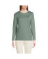 ფოტო #3 პროდუქტის Petite Relaxed Supima Cotton Long Sleeve Crew Neck T-Shirt