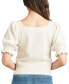 Junior's Rib-Knit Square-Neck Puff-Sleeve Sweater