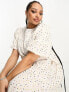 Glamorous Curve tie back short sleeve tiered smock dress in multi spot