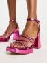 Фото #1 товара Stradivarius multi strap block heel sandal in metallic pink