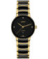 ფოტო #1 პროდუქტის Women's Swiss Centrix Diamond Accent Black Ceramic & Gold PVD Bracelet Watch 31mm
