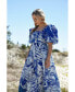 Фото #3 товара Blue Printmaking Square-Neck Cotton Midi Dress