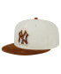 Men's Cream New York Yankees Chrome Corduroy Visor 59FIFTY Fitted Hat Бежевый, 7 3/8 - фото #2