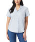 Фото #1 товара Women's Linen-Blend Button-Up Camp Shirt