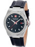 Фото #2 товара Наручные часы Guess Men's Black Genuine Leather Strap Multi-Function Watch, 42mm.