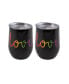 Фото #1 товара Double Wall 2 Pack of 12 oz Black Wine Tumblers with Metallic "Love" Decal