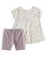 ფოტო #6 პროდუქტის Little Girls Short Sleeve Back Pleat Top and Bike Shorts, 2 Piece Set