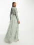 Maya Petite Bridesmaid long sleeve maxi dress with delicate sequin in sage green
