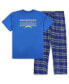 ფოტო #1 პროდუქტის Men's Powder Blue, Gray Los Angeles Chargers Big and Tall Flannel Sleep Set