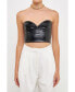 Фото #1 товара Women's Cropped Leather Bustier Top