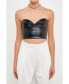 ფოტო #1 პროდუქტის Women's Cropped Leather Bustier Top