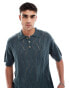 ASOS DESIGN oversized knitted pointelle polo in teal