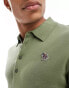 PS Paul Smith knitted polo with zebra logo in khaki