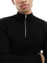 ASOS DESIGN midweight half zip jumper in black