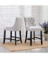 Фото #7 товара 24" Linen Tufted Buttons Upholstered Wingback Counter Stool (Set of 2)