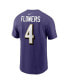 Men's Zay Flowers Purple Baltimore Ravens Player Name and Number T-shirt