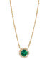 ფოტო #1 პროდუქტის Lab-Created Emerald (1-1/5 ct. t.w.) & Lab-Created White Sapphire (1/6 ct. t.w.) Halo Pendant Necklace in 14k Gold-Plated Sterling Silver 16" + 2" extender