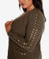 ფოტო #4 პროდუქტის Black Label Plus Size Embellished Open-Front Cardigan Sweater