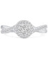 Diamond Halo Cluster Twist Shank Engagement Ring (1/2 ct. t.w.) in 14k White Gold