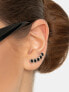 Glittering longitudinal silver earrings EA221W