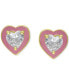 ფოტო #1 პროდუქტის Cubic Zirconia Pink Enamel Heart Stud Earrings, Created for Macy's