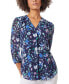 Фото #1 товара Women's Floral-Print 3/4-Sleeve V-Neck Top