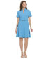 Фото #2 товара Women's Belted Short-Sleeve Fit & Flare Dress