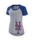 ფოტო #3 პროდუქტის Women's Heather Gray New York Mets Summer Breeze Raglan Fashion T-shirt