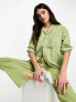 Waven oversized denim shirt in sage green