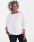 Plus Size Cotton Square-Neck Top, Created for Macy's shiitake, 2X - фото #1