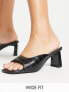Фото #1 товара RAID Wide Fit Mabelle square toe mid heel mules in black croc